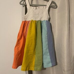 Hanna Andersson White Smocked Top Rainbow Stripe Sundress
